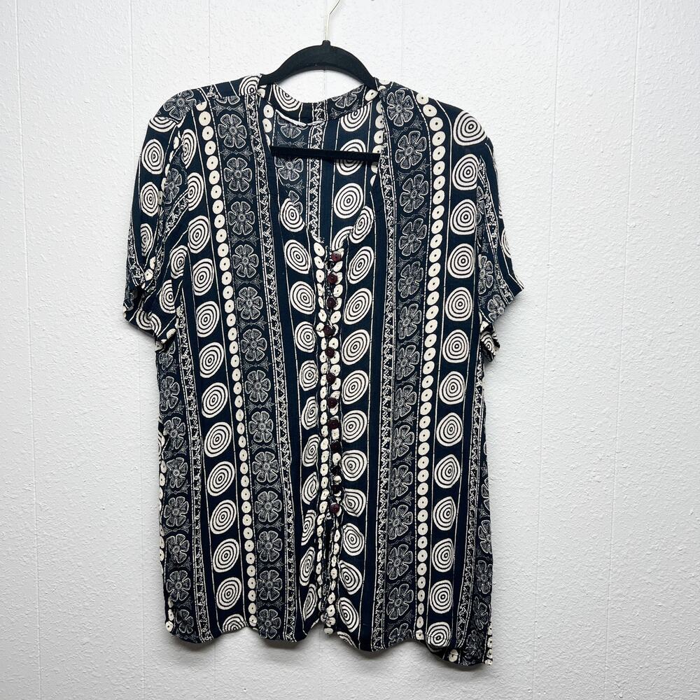 Womens Bohemian Gauzy Workwear Casual Timeless Discreet Tunic Top Size XL